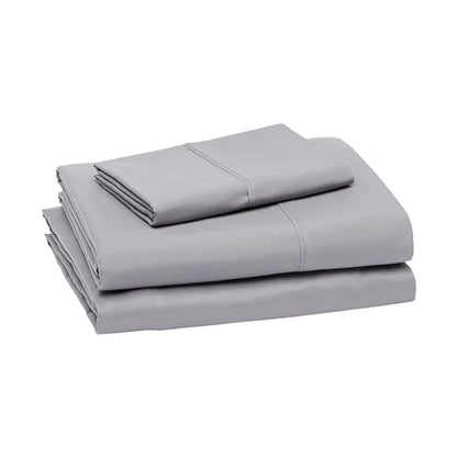 Amazon Basics Lightweight Super Soft Easy Care Microfiber 3-Piece Bed Sheet Set With 14-inch Deep Pockets, Twin XL, Dark Gray, Solid