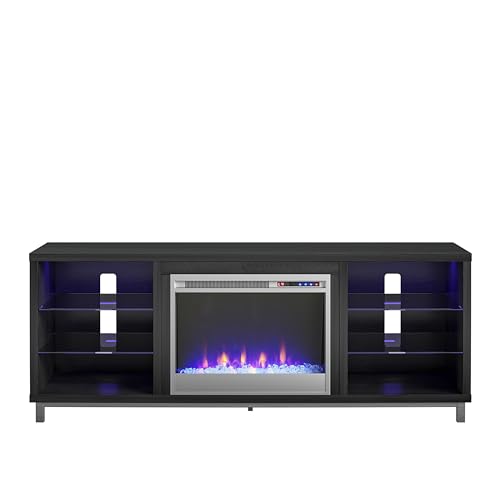 Ameriwood Home Lumina Fireplace Stand, TVs up to 70", Black Oak