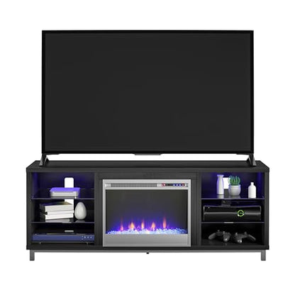 Ameriwood Home Lumina Fireplace Stand, TVs up to 70", Black Oak