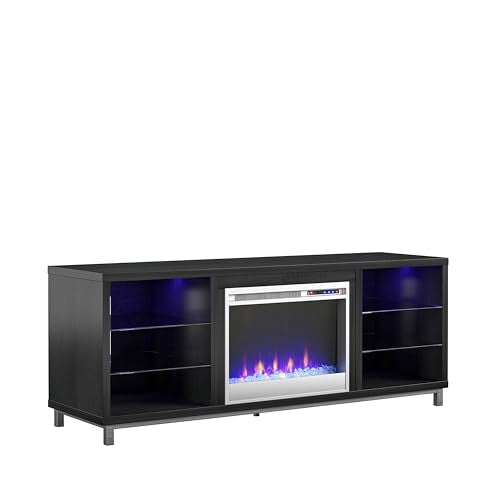 Ameriwood Home Lumina Fireplace Stand, TVs up to 70", Black Oak