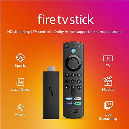 Amazon Fire TV Stick, HD, sharp picture quality, fast streaming, free & live TV, Alexa Voice Remote with TV controls