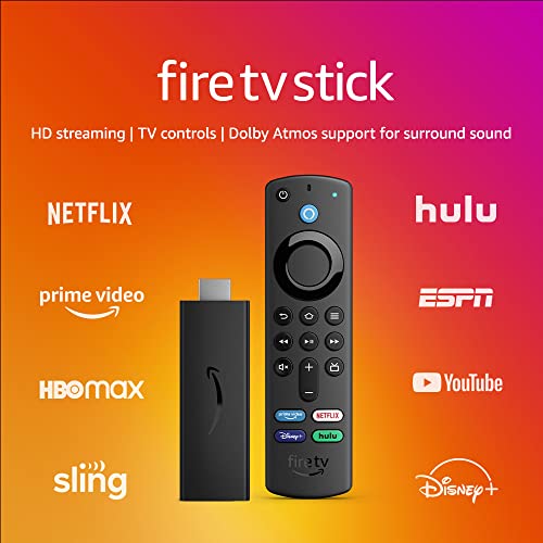 Amazon Fire TV Stick, HD, sharp picture quality, fast streaming, free & live TV, Alexa Voice Remote with TV controls