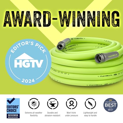 Flexzilla Garden Hose 5/8 in. x 50 ft, Heavy Duty, Lightweight, Drinking Water Safe, ZillaGreen - HFZG550YW-E