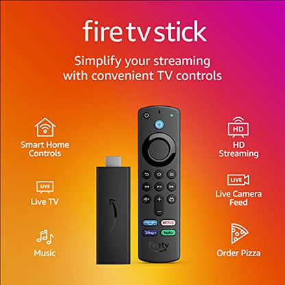 Amazon Fire TV Stick, HD, sharp picture quality, fast streaming, free & live TV, Alexa Voice Remote with TV controls