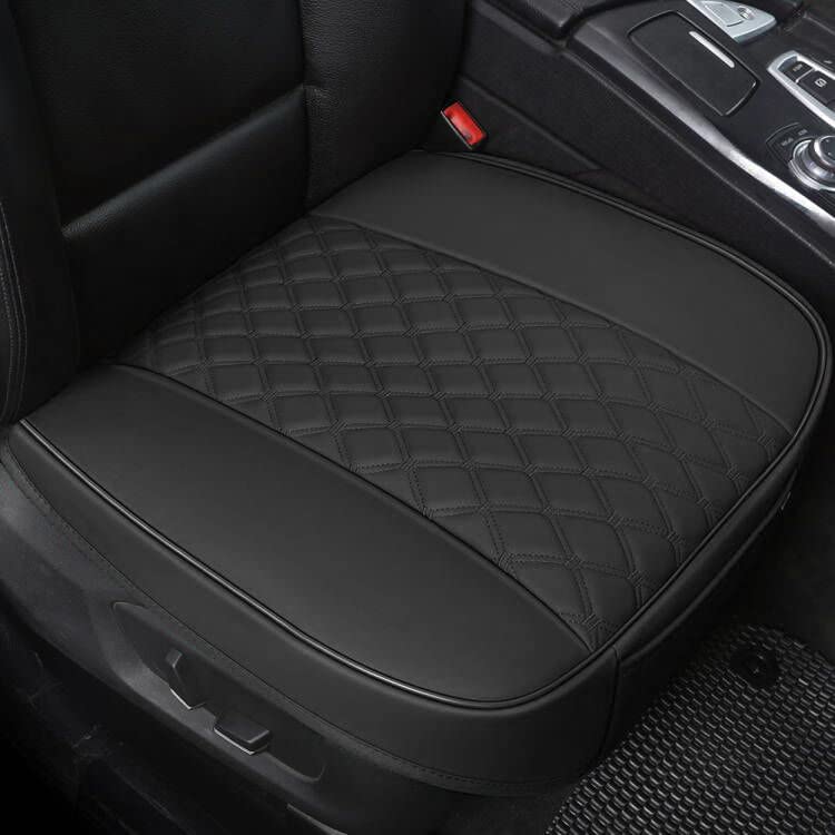 Black Panther 1 Pair PU Car Seat Covers, Front Seat Bottom Protectors Compatible with 95% Vehicles,Diamond Pattern Embroidery, Anti-Slip (W 21.26''×D 20.86”) - Black