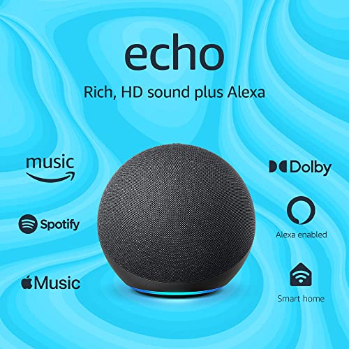 Echo (4th Gen) | Charcoal with Sengled Bluetooth bulb | Alexa smart home starter kit