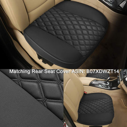 Black Panther 1 Pair PU Car Seat Covers, Front Seat Bottom Protectors Compatible with 95% Vehicles,Diamond Pattern Embroidery, Anti-Slip (W 21.26''×D 20.86”) - Black