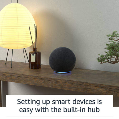 Echo (4th Gen) | Charcoal with Sengled Bluetooth bulb | Alexa smart home starter kit