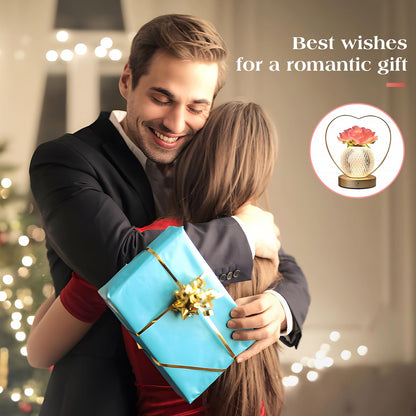 AMWGIMI Gifts for Mom,Rose Flower Lamp,Rechargeable Cordless Touch Lamp,3-Colour Infinitely Dimming Battery Powered Small Lamp,Unique Gifts for Valentine,Mothers,Xmas,Birthday