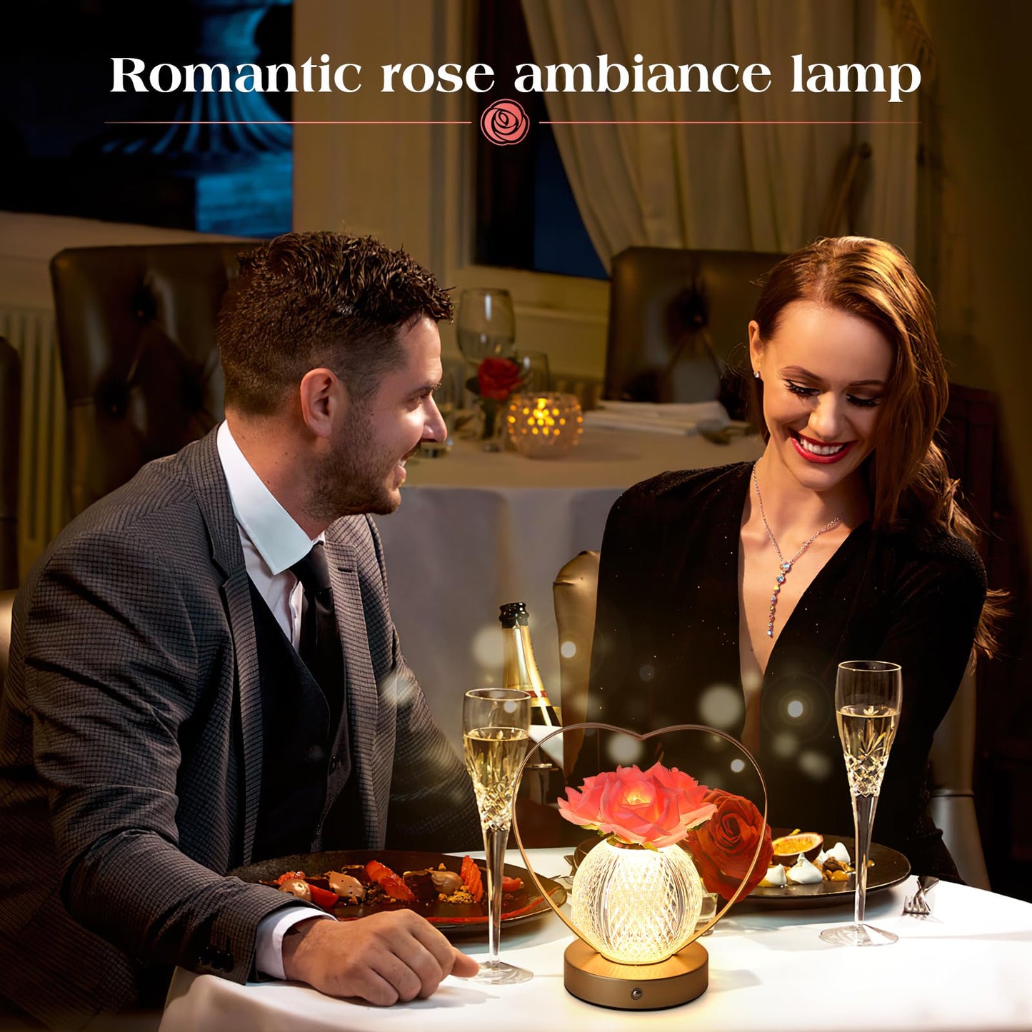 AMWGIMI Gifts for Mom,Rose Flower Lamp,Rechargeable Cordless Touch Lamp,3-Colour Infinitely Dimming Battery Powered Small Lamp,Unique Gifts for Valentine,Mothers,Xmas,Birthday