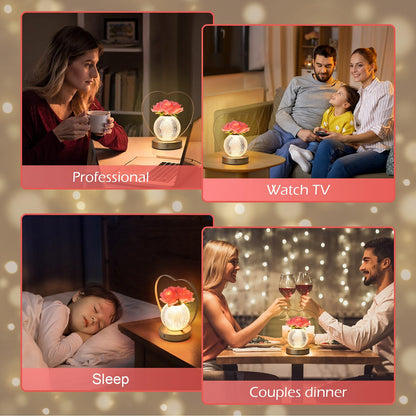 AMWGIMI Gifts for Mom,Rose Flower Lamp,Rechargeable Cordless Touch Lamp,3-Colour Infinitely Dimming Battery Powered Small Lamp,Unique Gifts for Valentine,Mothers,Xmas,Birthday