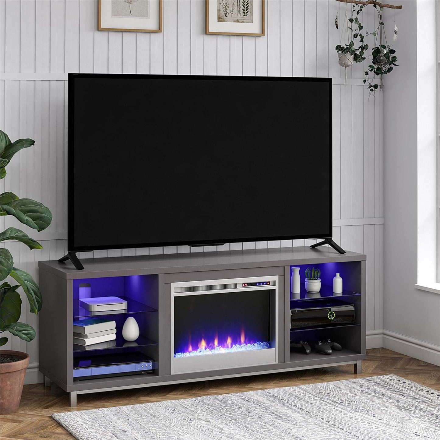 Ameriwood Home Lumina Fireplace TV Stand for TVs up to 70", White