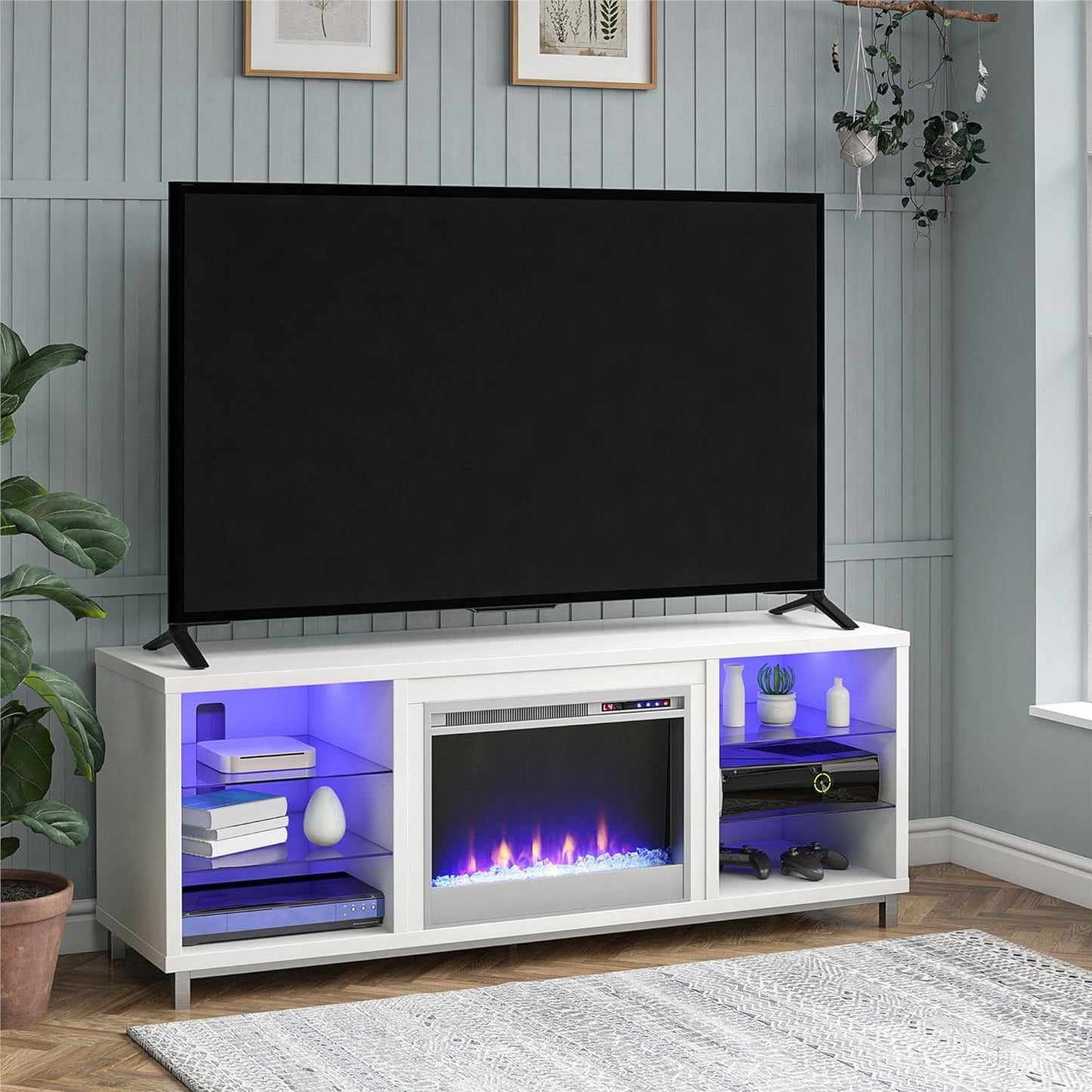 Ameriwood Home Lumina Fireplace TV Stand for TVs up to 70", White