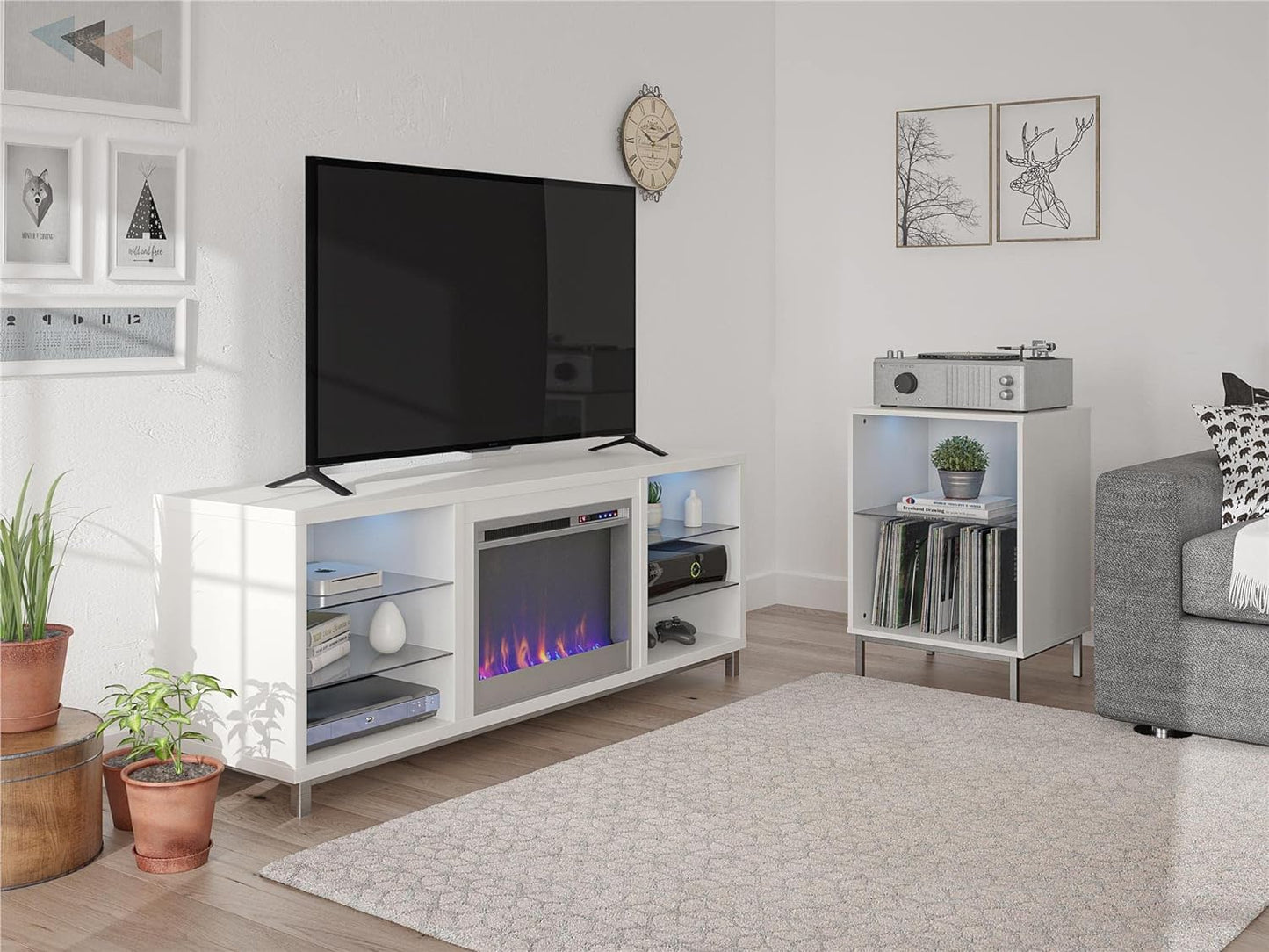 Ameriwood Home Lumina Fireplace TV Stand for TVs up to 70", White