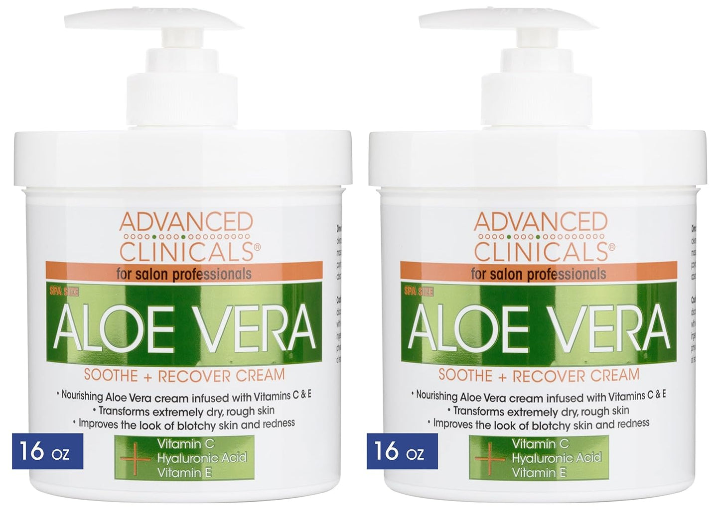 Advanced Clinicals Aloe Vera Lotion for Sun Burn Recovery | After Sun Body Lotion With Vitamin C + Hyaluronic Acid | Damaged Skin Repair Moisturizing Cream | Large 16 Oz